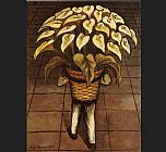 Diego Rivera Canvas Paintings - Man Carrying Calla Lilies
